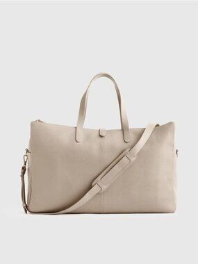 Quince Italian Leather Triple Compartment Weekender in Taupe NWOT